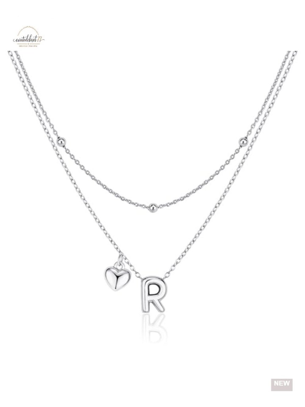 Dainty Heart Initial Necklace 14K Gold Plated Layered Letter Pendant Stack